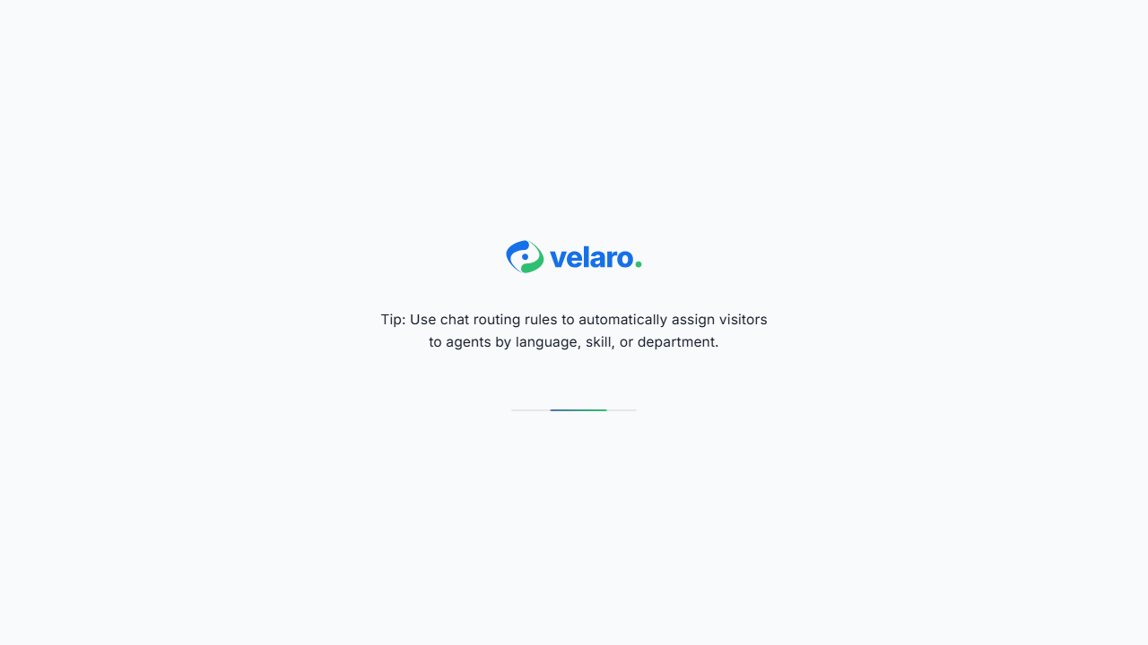 The Velaro Integrations page, showing every connected and available integration as a card